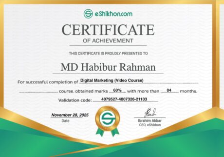 Certificate for User MD Habibur Rahman
